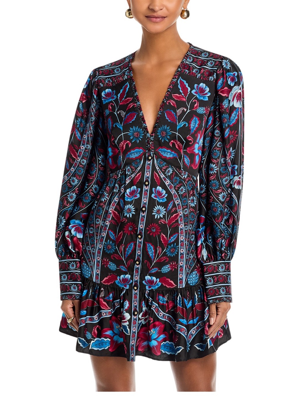 NWT Farm Rio Marcelle Floral Long Sleeve Mini Dress Size S
